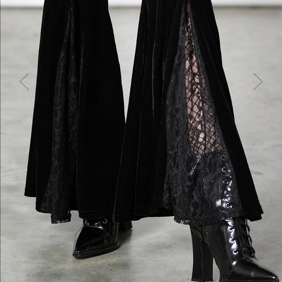 Kill star Marisole Velvet Lace Insert Bell Bottoms-  goth witchy whimsigoth - Picture 4 of 4